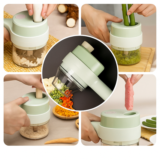 “Picatodo 4 en 1 Portátil y Recargable – El Compañero Ideal en tu Cocina”