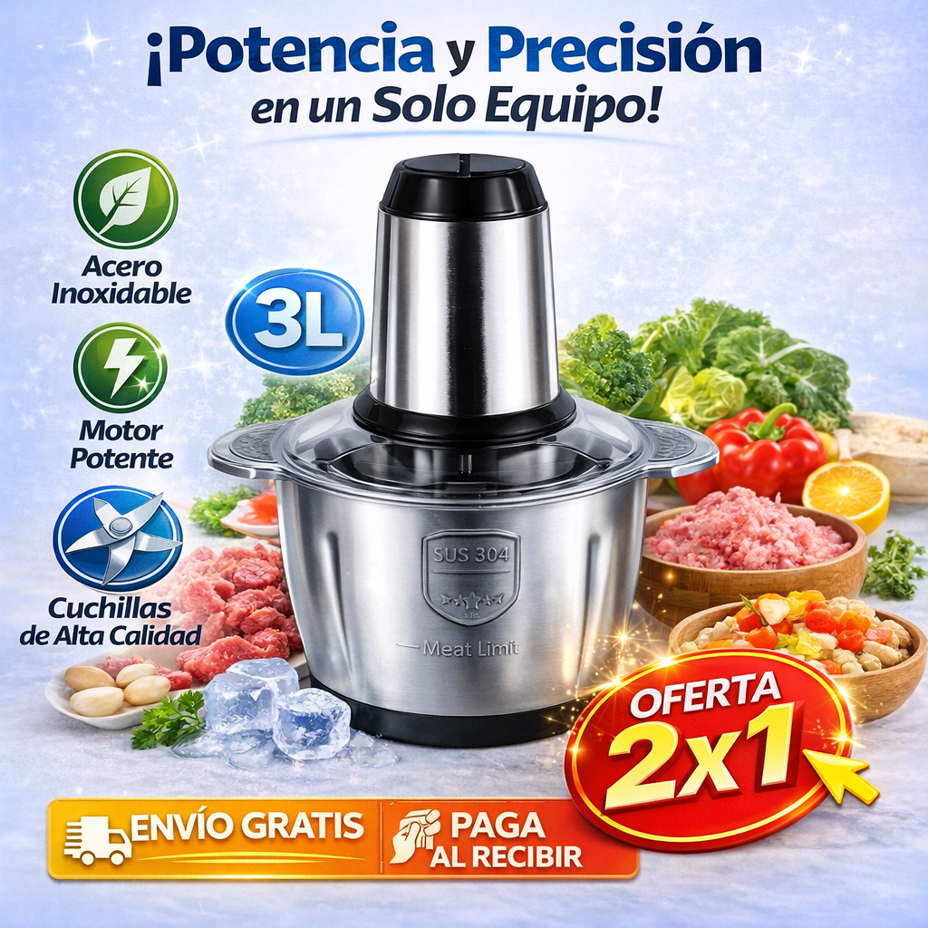 👨‍🍳Cocina más rápido y sin esfuerzo con el Molino Picador Eléctrico de Acero Inoxidable🔥