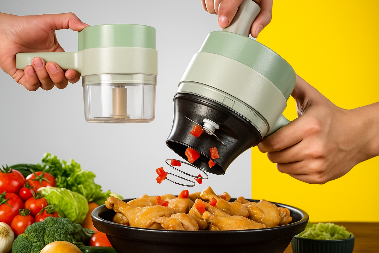 “Picatodo 4 en 1 Portátil y Recargable – El Compañero Ideal en tu Cocina”