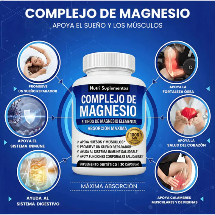 Magnesium Complex™ 1000mg – Energía, Sueño y Bienestar Total  💊